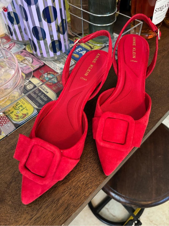 Anne Klein Shoes - Brand New! Anne Klein Red Pointed Toe Slingback Low Heels (Size: 9.5)